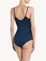 Bodysuit in blue Lycra with embroidered tulle_2