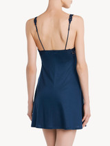Slip Dress in blue modal with embroidered tulle_2
