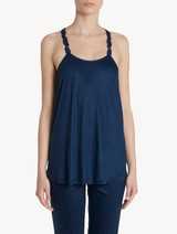 Camisole in blue modal with embroidered tulle_1