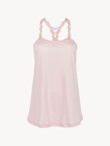 Camisole in pink modal with embroidered tulle_0