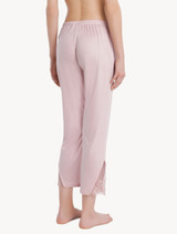 Trousers in pink modal with embroidered tulle_2