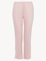 Trousers in pink modal with embroidered tulle_0
