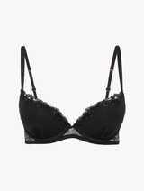 Push-up Bra in black Lycra with Leavers lace_0