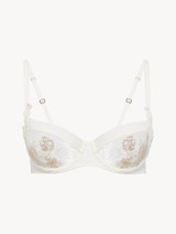 Balconette Bra in off-white Lycra with Leavers lace_0