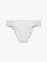 Medium Brief in off-white Lycra with Leavers lace_0
