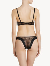 Brazilian Brief in black Lycra with Leavers lace_2