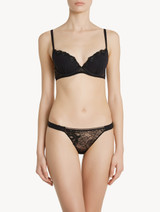 Black thong in Lycra and Leavers lace_1