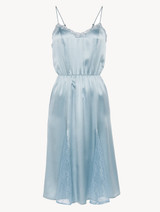 Nightgown in light-blue silk with Leavers lace_0