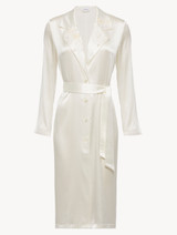 Robe in off-white silk with Leavers lace and sheer inserts_0