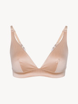 Triangle Bra in beige stretch viscose and tulle_0