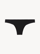 Low-rise Bikini Briefs in black with dark blue embroidery_0