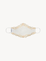 Cream silk georgette face covering with Frastaglio_0