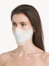 Cream silk georgette face covering with Frastaglio_1
