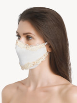 Cream silk georgette face covering with Frastaglio_2