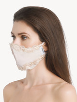 Pink silk georgette face covering with Frastaglio_2