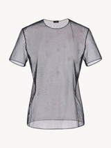T-shirt in black stretch embroidered tulle_0