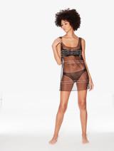 Nightdress in black stretch embroidered tulle_1