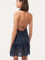 Babydoll in blue silk georgette with Leavers lace_2