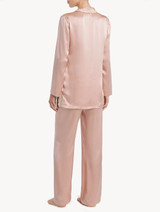 Pink silk pajama set with frastaglio_2