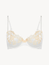 White silk Underwired Bra with ivory frastaglio_0