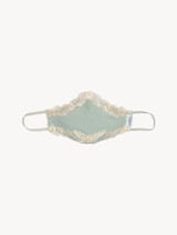 Green silk georgette face covering with Frastaglio_0