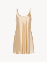 Silk slip dress in beige_0