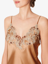 Bronze silk satin camisole with frastaglio_3