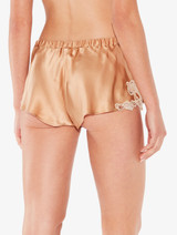 Bronze silk satin sleep shorts with frastaglio_2
