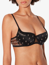 Balconette bra in black stretch embroidered tulle_1