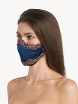 Dark blue silk georgette face covering with Frastaglio_2