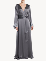 Grey silk long robe with lurex frastaglio_1