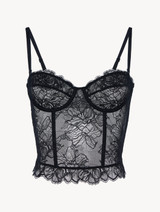 Underwired corset in black Italian Jacquard lace_0