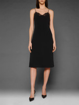 Slip Dress in black Italian silk with Jacquard lace_1