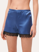Short pajamas in dark blue silk stretch with lace_2