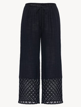 Black cotton cropped trousers_0