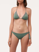 Triangle bikini top in khaki green with logo_1