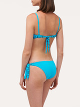 Ribbon tie bikini brief in turquoise with logo_2