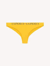 Brazilian bikini brief in yellow with logo_0