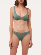 Underwired bikini top in khaki green with logo_1