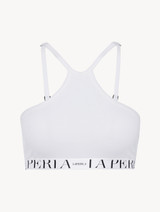 Halter Bralette in white stretch cotton_0
