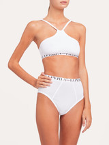 Halter Bralette in white stretch cotton_1