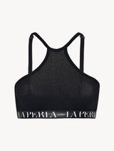 Halter Bralette in black stretch cotton_0