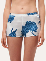 Dusty blue floral silk pajama shorts_1