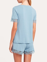 Short pajamas in light blue rayon with lace_3
