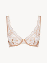 Underwired bra in beige stretch tulle_0
