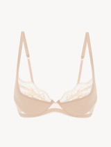 Balconette bra in beige soft stretch tulle_0