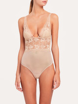 Bodysuit in beige stretch tulle_1