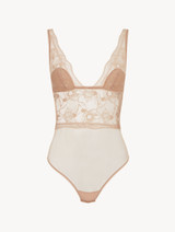 Bodysuit in beige stretch tulle_0