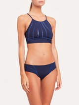 Crop Bikini Top in navy with metallic embroidery_1