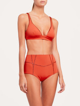 Triangle Bikini Top in orange with metallic embroidery_1
